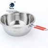 Mutually reinforcing silicone single-handle draining basin, stainless steel water filter basin, leaky basin, steel-handled rice sieve, fruit basket, washing basin, rice-washing basin, filter basin, rice-washing sieve, rice-washing machine, fruit and vegetable basket, multi-purpose basin, stainless steel closely-hole basket, single-handle rice sieve, kitchen details Picture